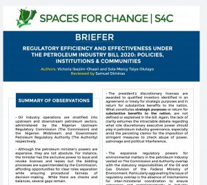 Appraising Regulatory Effectiveness Under the Petroleum Industry Bill 2020: Policies, Institutions & Communities   3